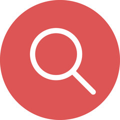 A red circle with a magnifying glass symbol pattern in the middle