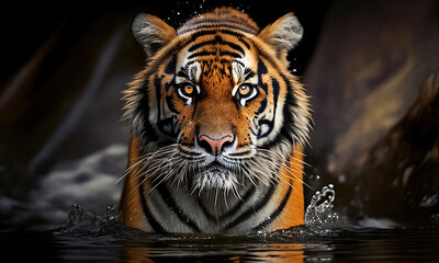 portrait of a tiger, beautiful animal. Generative AI