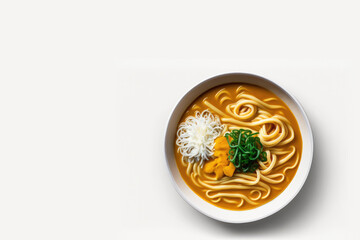A Bowl of Curry Udon in White Background