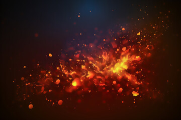 Bright fiery sparks on a black background