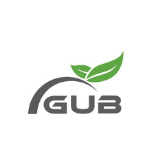 GUB letter nature logo design on white background. GUB creative initials letter leaf logo concept. GUB letter design.