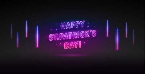 Fototapeta premium Happy St. Patrick's Day Neon Sign