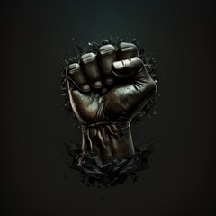 Black Hand Fist set isolated, human rights, protest, conflict or winner concept, Black History Month, GENERATIVE AI