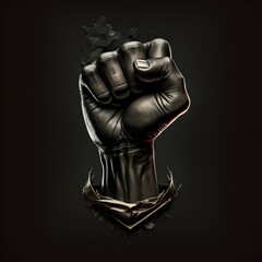 Black Hand Fist set isolated, human rights, protest, conflict or winner concept, Black History Month, GENERATIVE AI