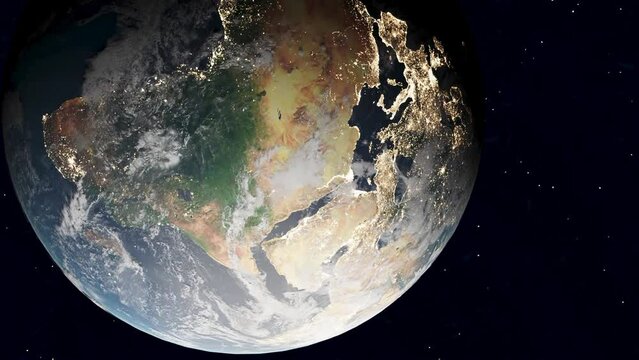 The Earth from space showing Africa and Saudi Arabia, 3d render, vertical