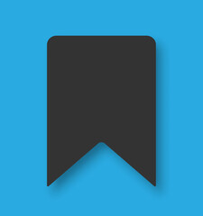 The icon of the favorite is black on a blue background. Bookmark in linear style. Vector EPS 10.