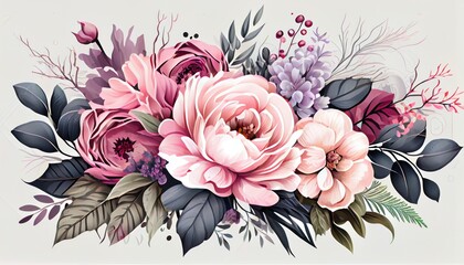 Bouquet of flowers pink peonies background. generative ai