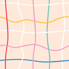 Vector Modern Abstract Palyful Colorful Graph Checks on Beige seamless pattern background. Perfect for web design, fabric, scrapbooking and wallpaper projects.
