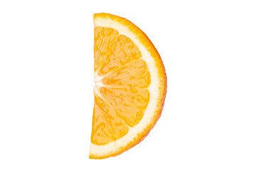 Fresh juicy orange cut piece. Isolated on white background.