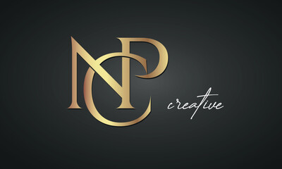 luxury letters NCP golden logo icon  premium monogram, creative royal logo design