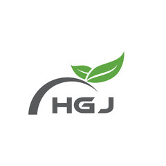 Fototapeta premium HGJ letter nature logo design on white background. HGJ creative initials letter leaf logo concept. HGJ letter design.
