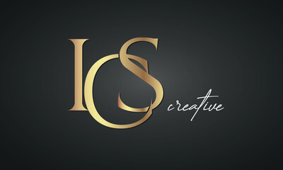 luxury letters ICS golden logo icon  premium monogram, creative royal logo design