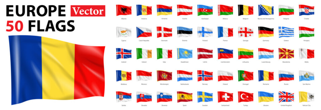 flags of all Europe countries vector