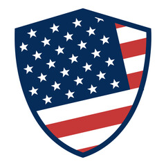 American flag shield. Vector flat icon