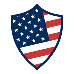 USA flag in shield. Vector illustration