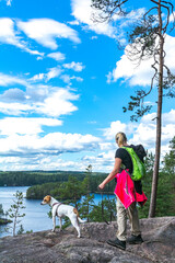 Woman hiking in Lapland Finland