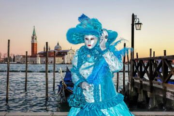 Fototapeta na wymiar Colorful carnival masks at a traditional festival in Venice, Italy