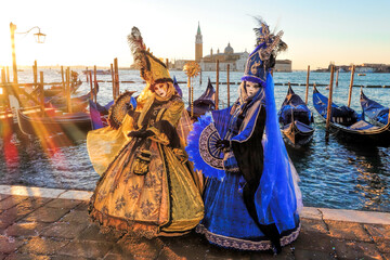 Colorful carnival masks at a traditional festival in Venice, Italy - 571897495