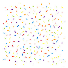 Fototapeta na wymiar Colorful confetti and ribbon falling on transparent background. Vector illustration.