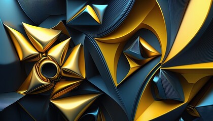 abstract geometrical background, yellow and blue colors, inspired by Ukrainian colors,  Generative AI