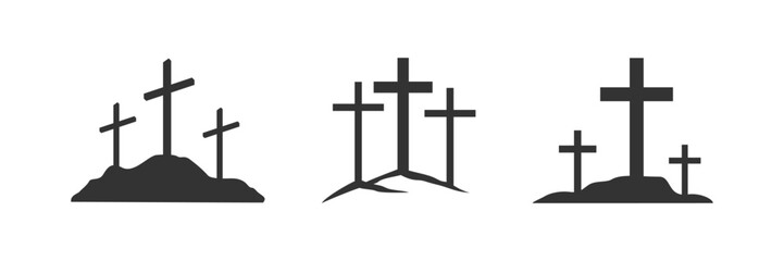 Cross symbol. Three crosses. Calvary. Vector.