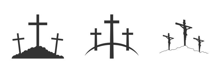 Cross symbol. Three crosses. Calvary. Vector.