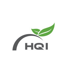 HQI letter nature logo design on white background. HQI creative initials letter leaf logo concept. HQI letter design.
