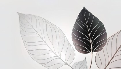 simple drawn leaf on empty white color background