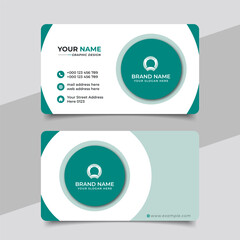 Green modern creative business card and name card horizontal simple clean template vector design