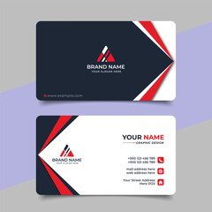 Red modern creative business card and name card horizontal simple clean template vector design