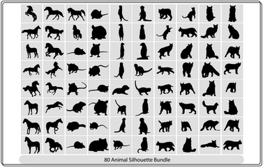 Collection of animal silhouettes on a white background
