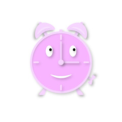 illustrazione di sveglia da comodino analogica con suoneria occhi e sorriso su sfondo trasparente