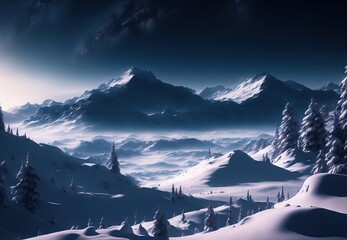 swiss mountains in winter