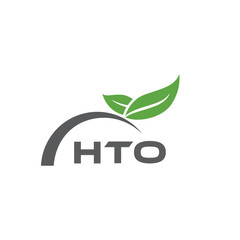 HTO letter nature logo design on white background. HTO creative initials letter leaf logo concept. HTO letter design.
