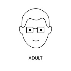 Adult male head line icon in vector, illustration for kids online store.