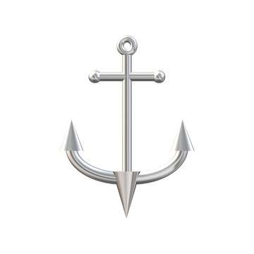 anchor metal silver icon isolate.