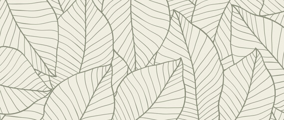 Botanical luxury nature leaf vector design. Wallpaper with tropical leaves in a linear style. Hand drawn for fabric, print, cover, banner and invitation.