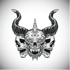 Black Skull Demon Minion Knight Dark Artwork Illustration Vector