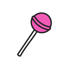 Hand drawn doodle element in 90s 2000s Y2K trendy style. Lollipop isolated on white background.