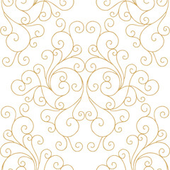 Baroque wallpaper. Seamless Pattern vector background ornate design art deco decorative leaves. Damascus.