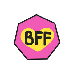 Hand drawn doodle element in 90s 2000s trendy style. Sticker best friends isolated on white background.