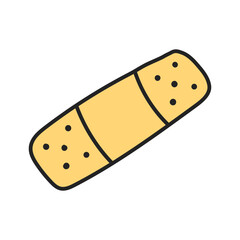 Hand drawn doodle element in 90s 2000s Y2K trendy style. Cute patch bandage isolated on white background.