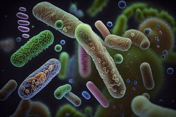 The cutest most amazing creatures in the atomic level, under electron microscope, viruses, bacteria and fungy creatures being so cute, all colorful and sweet and adorable, floating in water, big cute 