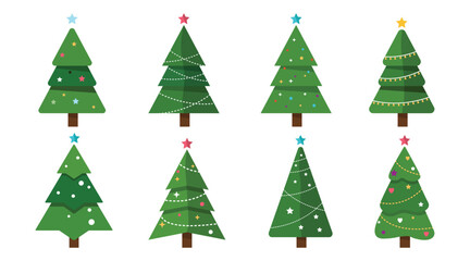 Set of christmas trees. Vector Illustration.