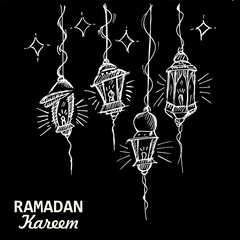 Hand drawn of lantern for Ramadan greetings card