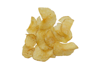 Kettle baked organic potato chips with herbs and salt isolated png file