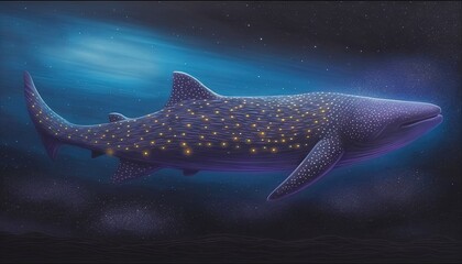  a painting of a whale in the ocean with stars on it.  generative ai