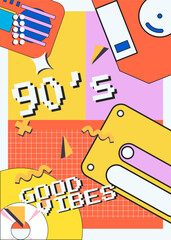 90s abstract poster design party element