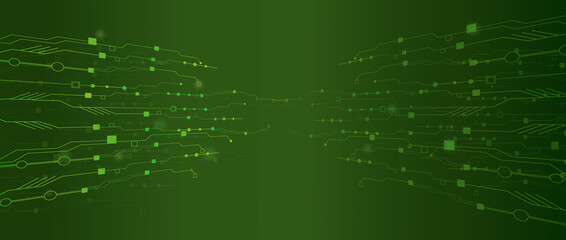 The concept of quantum computer technologies. Futuristic circuit board background vector. Modern technology printed circuit board texture background design. The waves are flowing. Quantum explosion