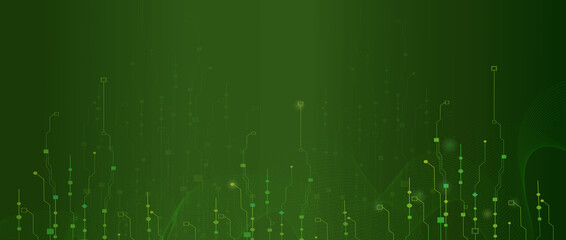 The concept of quantum computer technologies. Futuristic circuit board background vector. Modern technology printed circuit board texture background design. The waves are flowing. Quantum explosion te